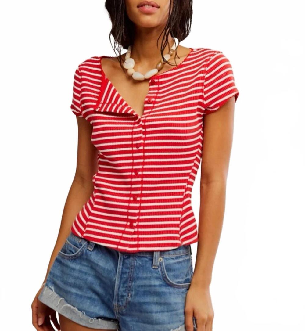 NEW FREE PEOPLE most wanted striped cardigan in red/white